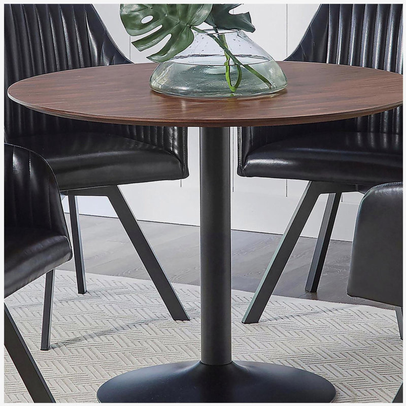 Brown and Black Round Dining Table