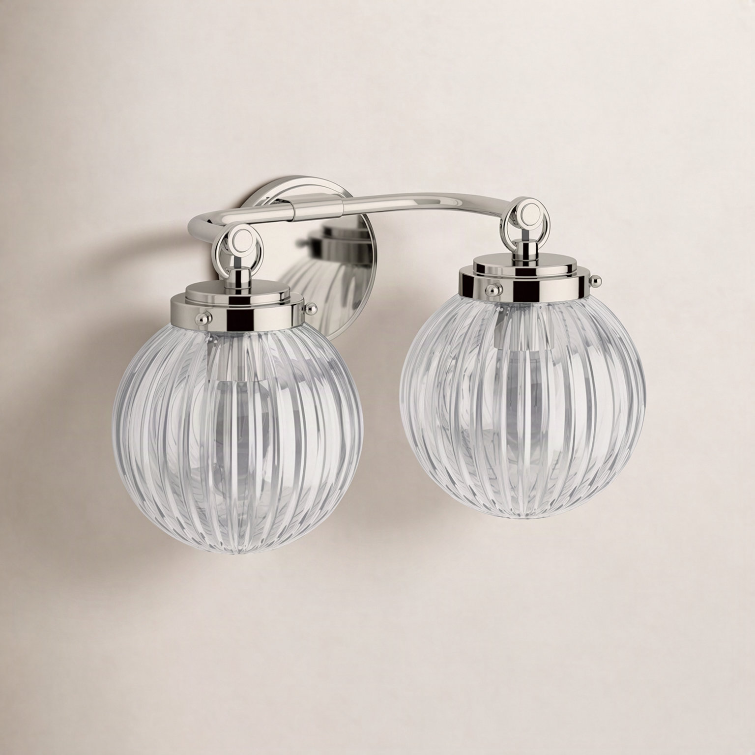 Embra 2-Light Armed Sconce, Polished Nickel