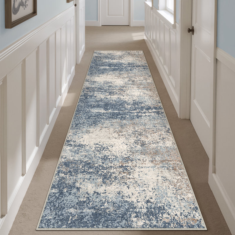 Asher Modern Abstract Machine Washable Area Rug With Non-Slip Backing, Runner 2' x 8'
