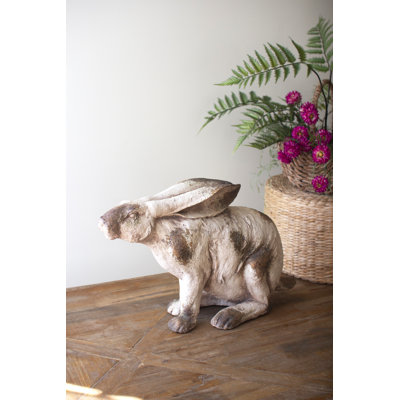  Faux Concrete Rabbit Sitting Sculptural Animal Decor 14" H Accent