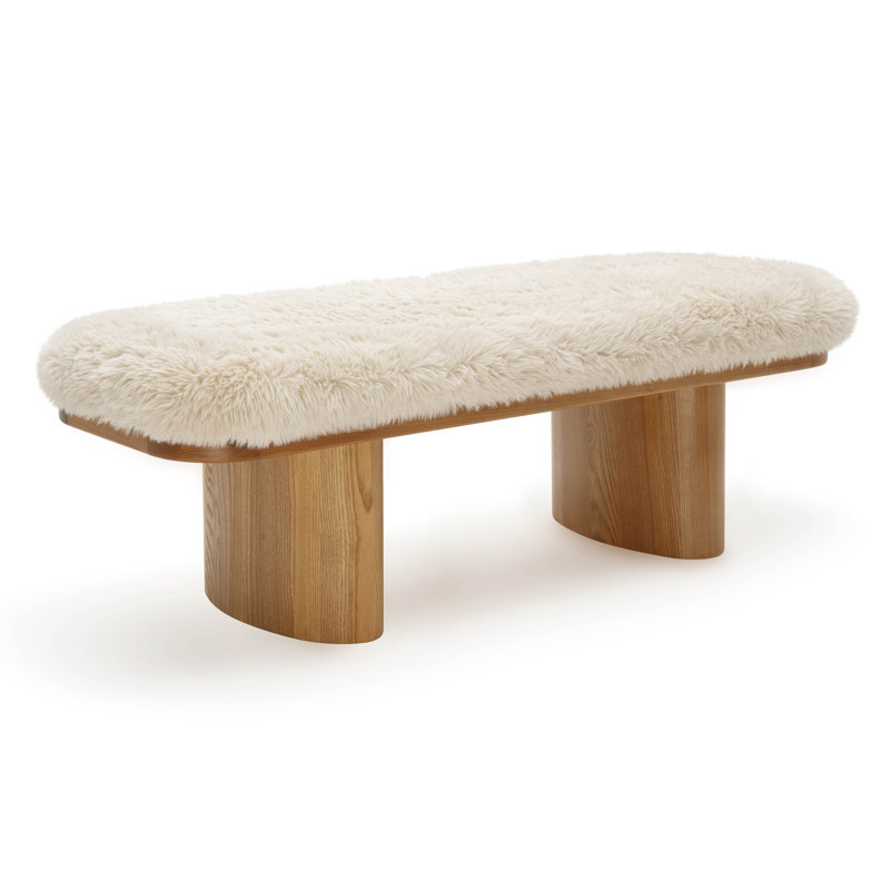  Straight Vegan Shearling Bench, Natural