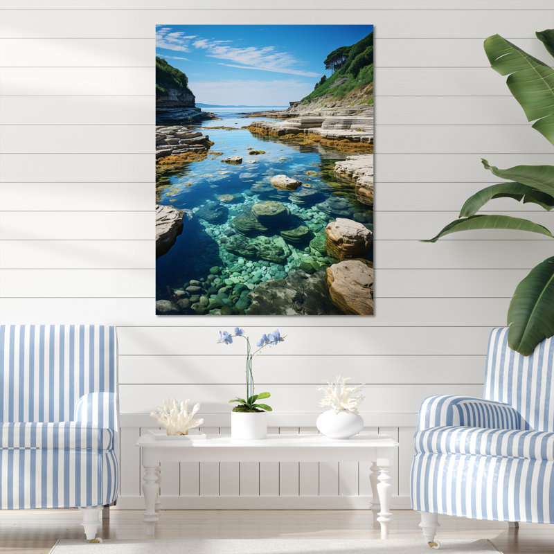 Photo de plage Trideil Tidepools II - Décoration murale nautique et plage, H 40 po x l 30 po x P 1,5 po, Toile tendue