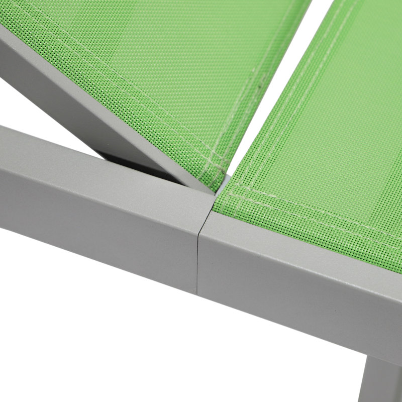 Chaise longue d'extérieur en aluminium avec foyer, Vert, Gris