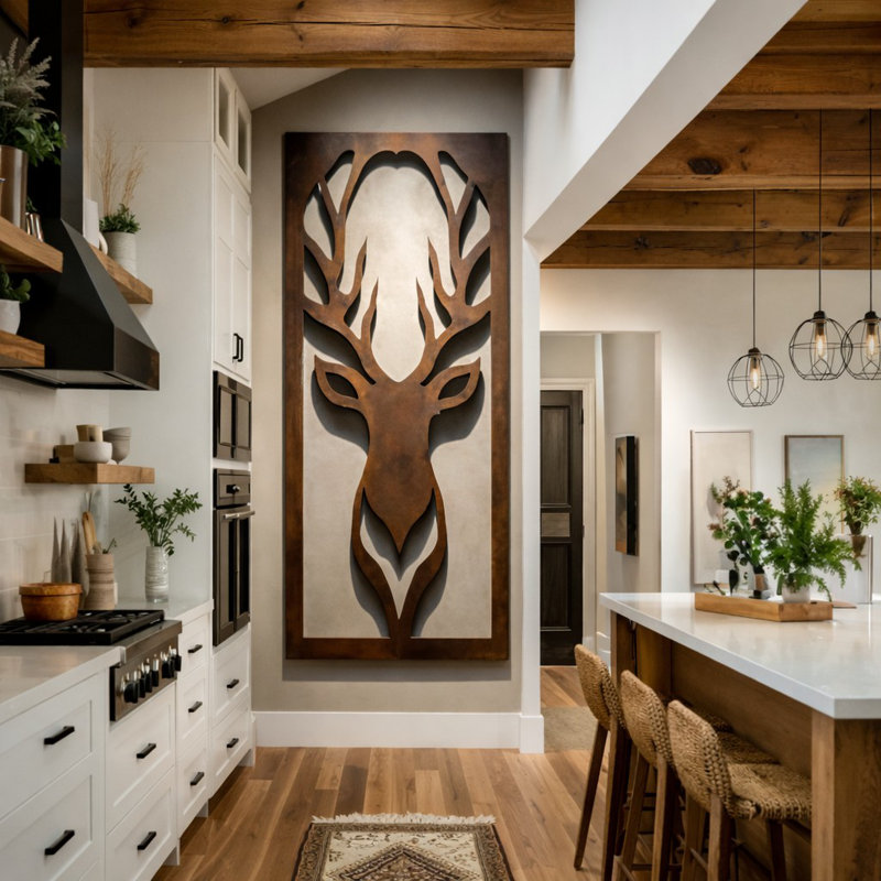 Small Rustic Metal Stag Wall Art