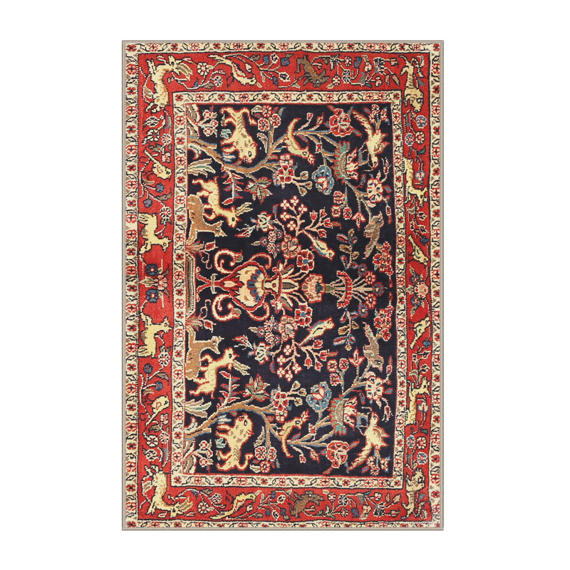Tapis rouge/brun/beige traditionnel Zopyros, Rectangle 2 pi x 5 pi