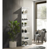 1Pc Glam Open Shelving Rack With Mirrored Back