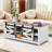 48" Farmhouse Coffee Table, Rectangle Coffee Table with 2 Sliding Barn Doors, 2 Tiers Wooden Rustic Table with Removable Shelves for Living Room, Bedroom, Apartment, or Studio, White & Natural