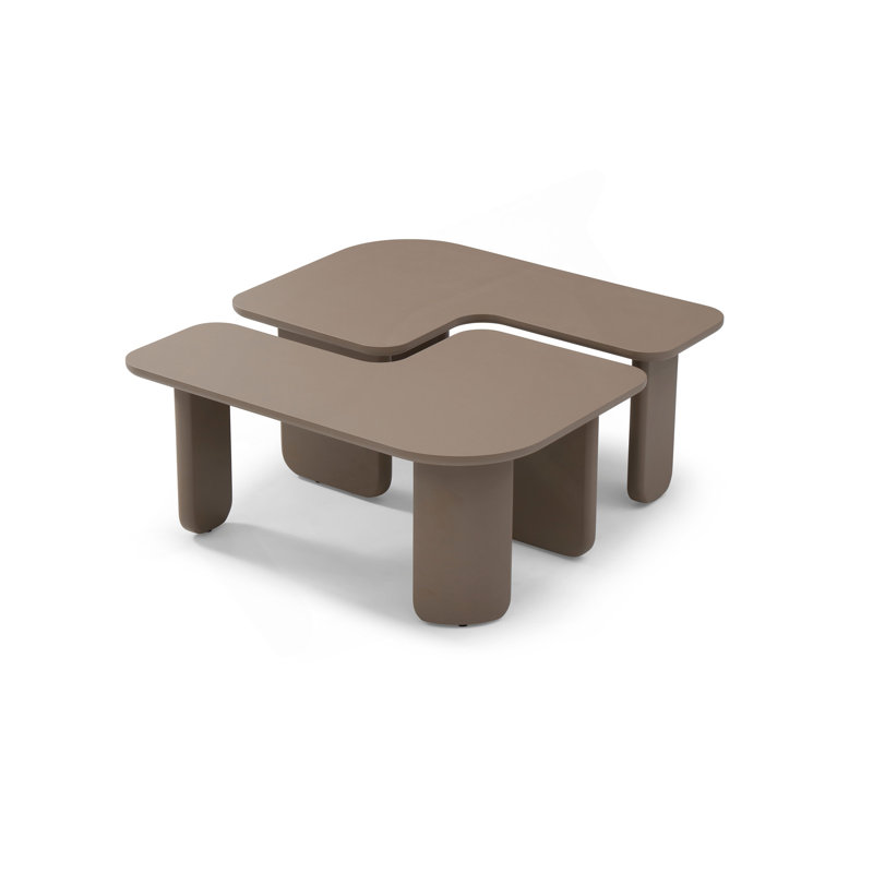 Ensemble de 2 tables basses modulaires modernes, tables de ferme à combinaison libre avec peinture multicouche, table d'appoint pour canapé-lit, tables d'angle polyvalentes pour le salon, kaki