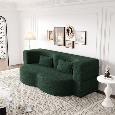 Canapé-lit convertible pour lit double avec 2 coussins et matelas en mousse de 15 po sans assemblage requis pour le salon