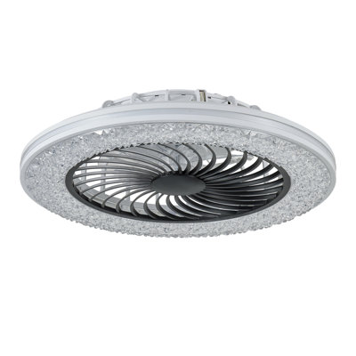 Ventilateur de plafond noir sans pales de 58 cm (23 pouces) avec éclairage RVB et télécommande, montage encastré discret pour salon et chambre.