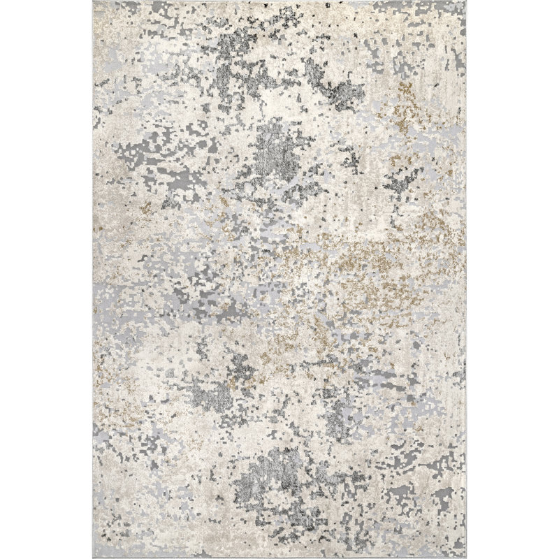 Tapis beige moderne tissé à la machine, Rectangle 10 pi x 14 pi