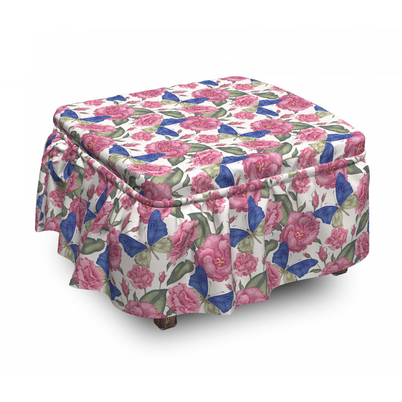 Housse pour repose-pieds papillons fleurs