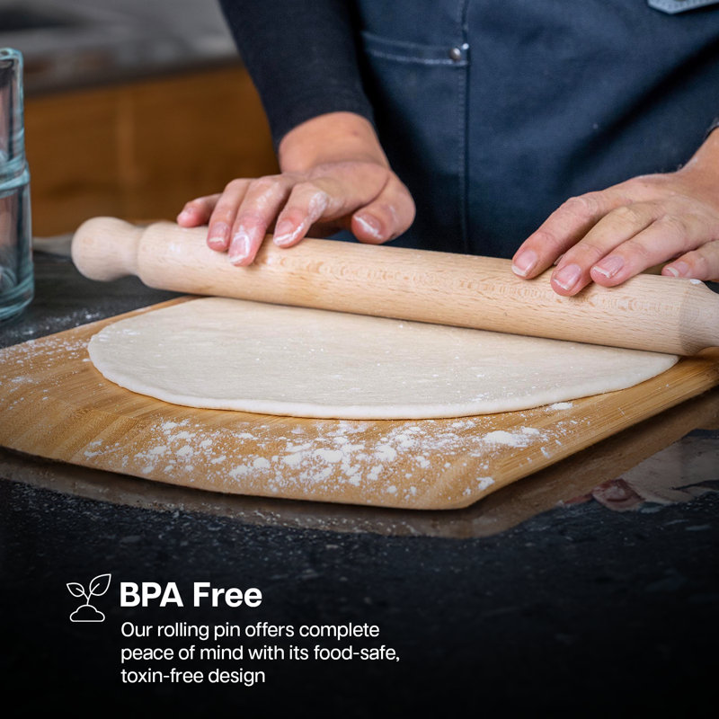 Besto Wood Rolling Pin, 40cm H x 3.5cm W x 3.5cm D