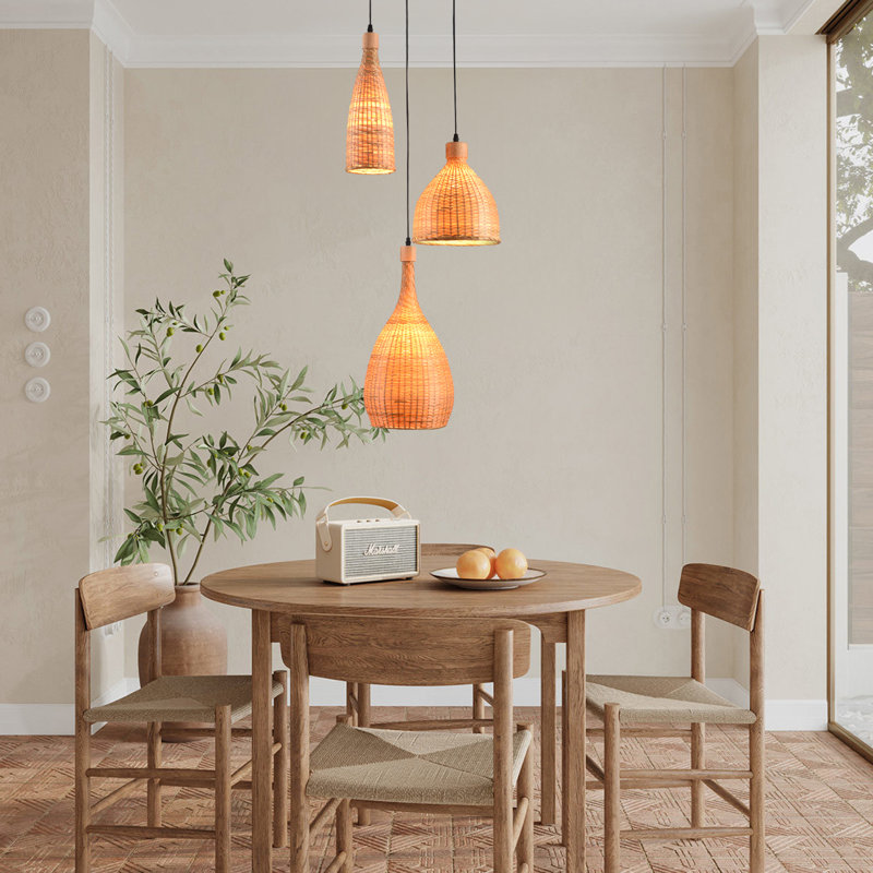 Luminaire suspendu en bambou 3 lumières Astacia