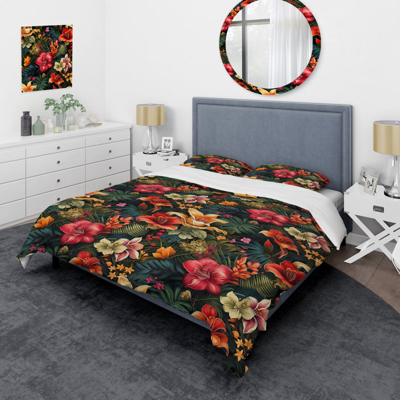 Ensemble de housse de couette Tropical Paradise Botanical Paradise I, Housse de couette simple + 1 taie décorative stan