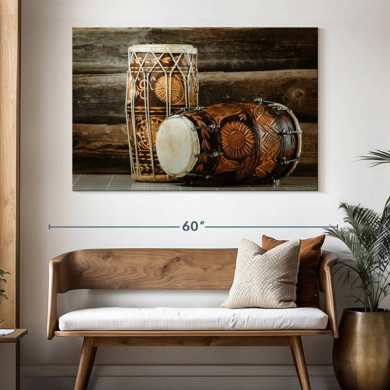 Abarca Indian Dholak Drums, 34" H x 51" W