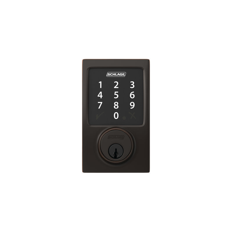 Century Single Cylinder Electronic Deadbolt with Z-Wave Technology, Aged Bronze