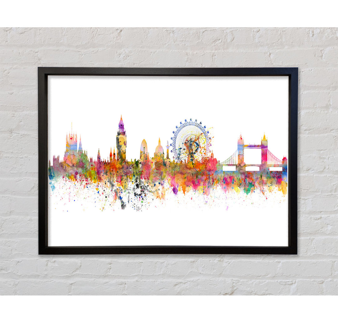 London Skyline Splatter - Einzelner Bilderrahmen Kunstdrucke auf Leinwand