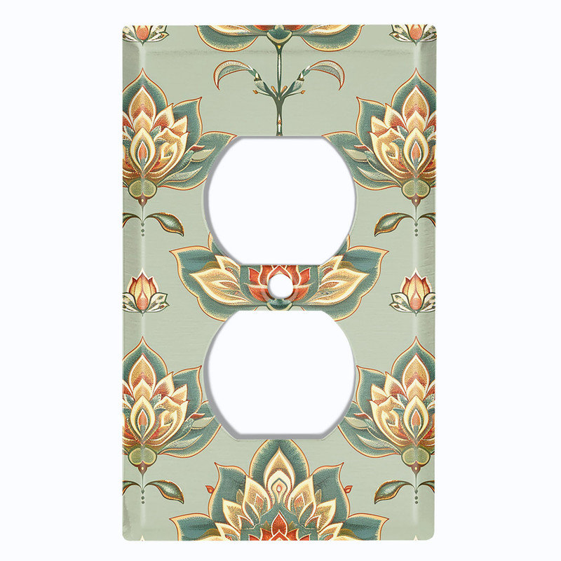 Couvercle de plaque d'interrupteur en métal; Bascule à 3 bandes US standard - motif floral damassé, #3 Triple Toggle