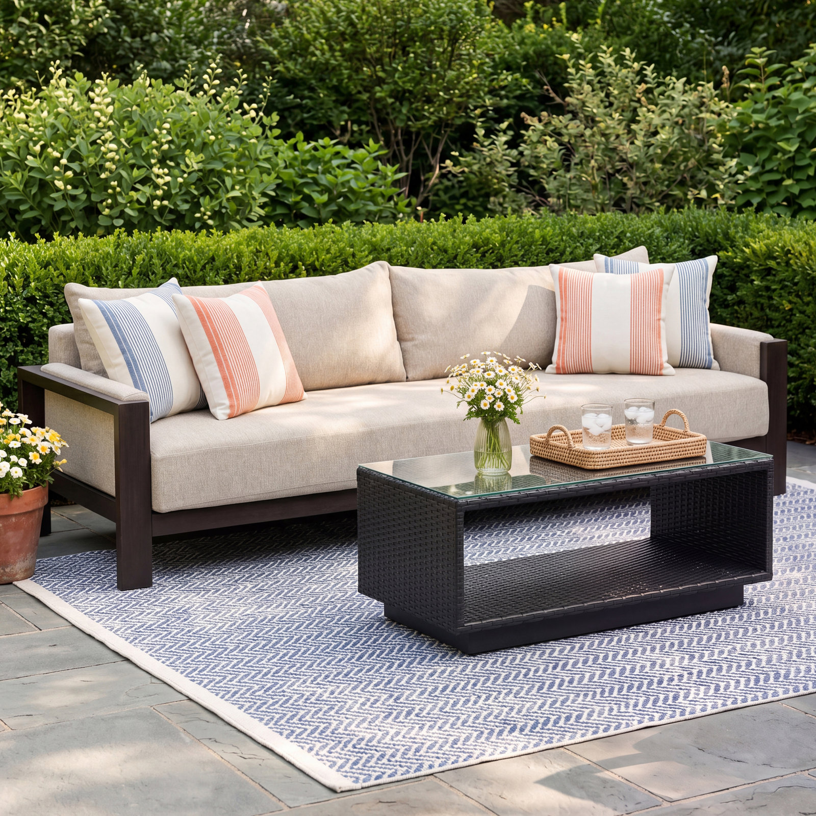 Chapman Outdoor Metal Sofa-106"-Bronze