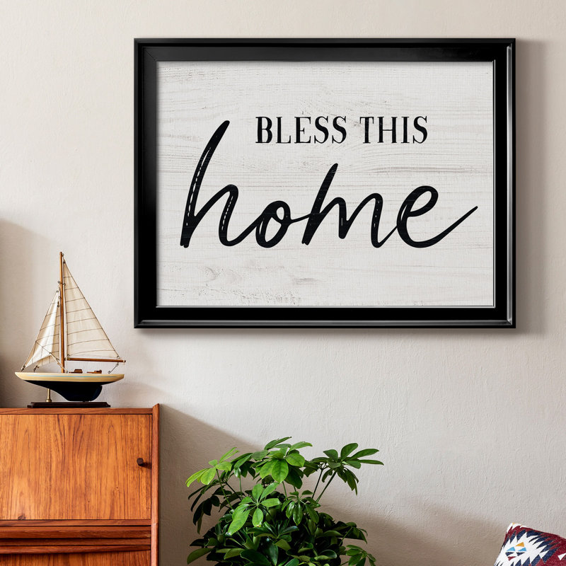 «Bless This Home», toile encadrée de qualité supérieure - prête à être accrochée, Noir, H 26,5 po x l 36,5 po x P 1 po