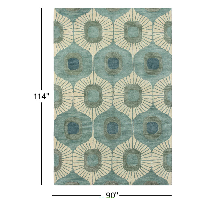 Tapis en laine touffeté à motif abstrait Hemmer, Rectangle 7 pi 6 po x 9 pi 6 po