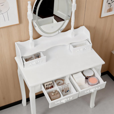 Ensemble de bureau de coiffeuse princesse avec miroir et tabouret rembourré, modes d'éclairage Princess
