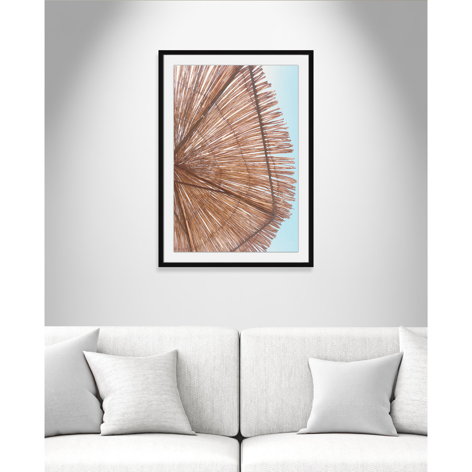 Rosy Straw Umbrella - Picture Frame Photograph, 35.50" H x 25.50" W x 1.25" D, Satin Black