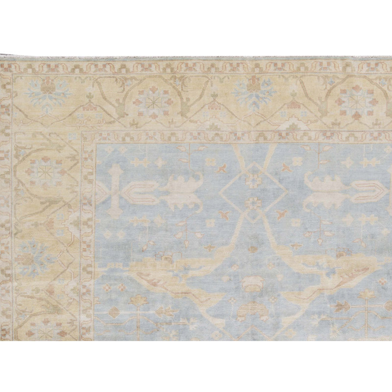 Demirji Oushak Wool Oriental Area Rug in Light Blue/Gold