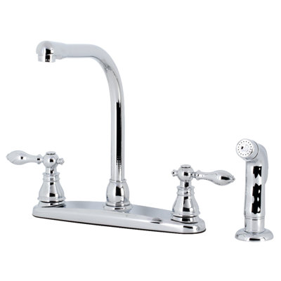 Kingston Brass American Classic Two-Handle 4-Hole 8" Centerset Kitchen Faucet with Side Sprayer