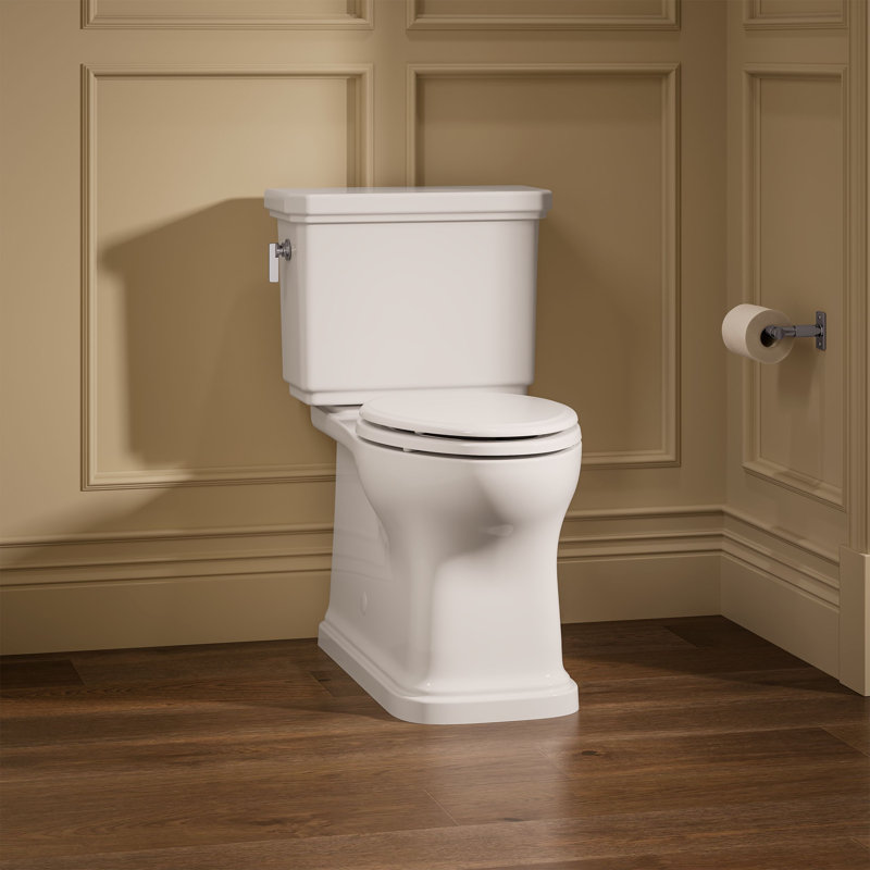 Claude by Studio McGee Two-Piece Elongated Toilet With Skirted Trapway, 1.6 Gpf, Left, White