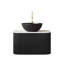 Meuble-lavabo de salle de bain 24 po Dina, armoire de rangement à bords arrondis et rayés avec tiroir, cuve en céramique noir mat et plateau en pierre frittée blanc de Carrare, pré-assemblé, couleur noire-1142695056
