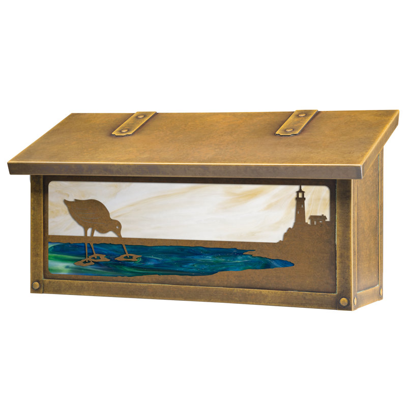 Brass Wall Mounted Mailbox, Warm Brass, Gold Iridescent
