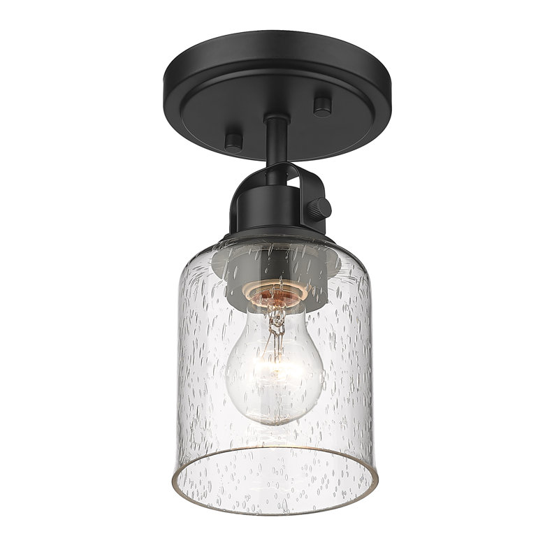 Tyringham Glass Semi Flush Mount, Matte Black