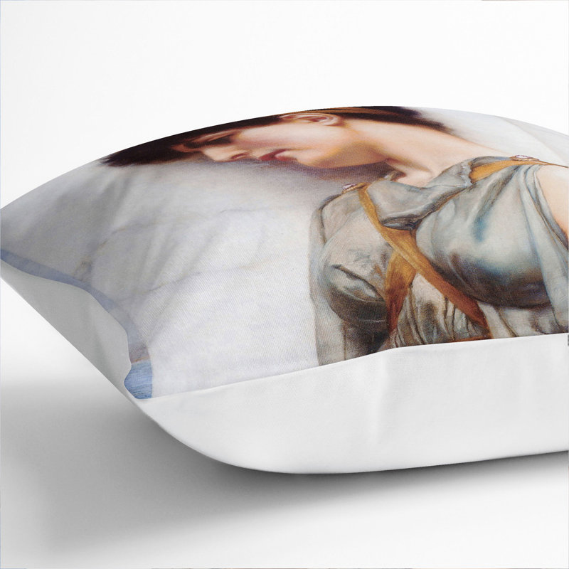 Pompeian Girl By John William Godward Square Throw Cushion, White, 40cm H x 40cm W x 15cm D