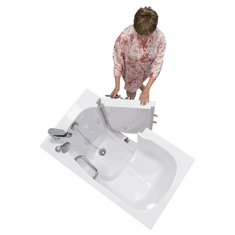 Ella Mobile 26"x45" Acrylic Soaking Walk-In-Bathtub, Right Outward Swing Door, Heated Seat, 2 Piece Fast Fill Faucet, 2" Drain