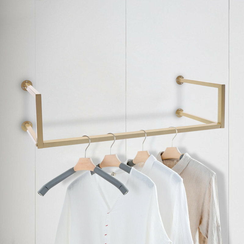 Everly Quinn Trifon 39.3'' Metal Wall Mounted Clothes Rack & Reviews ...