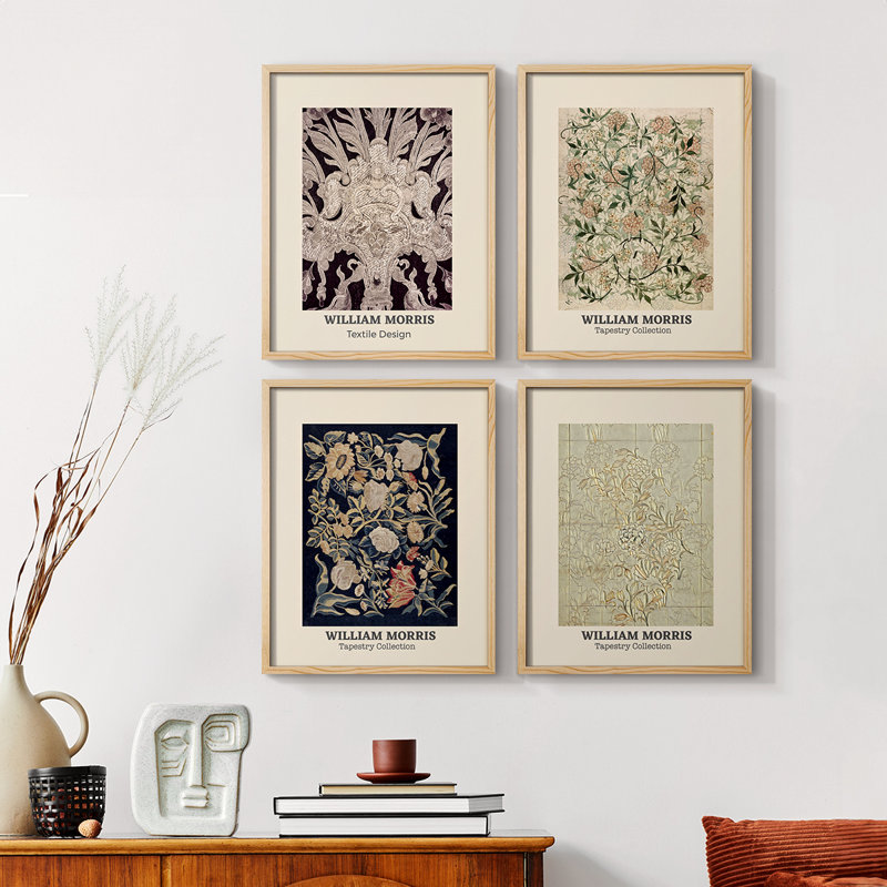 «William Morris XXII», ensemble de 4 reproductions encadrées, H 14 po x l 44 po, Noir