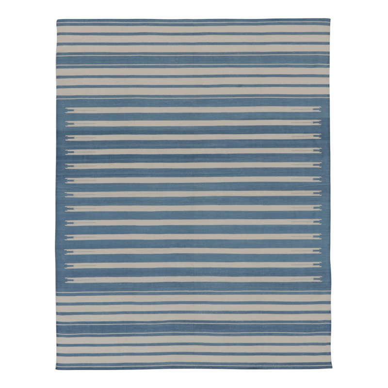 Kilim & Flat Weave Cotton Striped Area Rug, Rectangle 12' x 15'