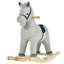 Cheval à bascule en peluche gris et blanc pour enfant, jouet pour enfant 36 à 72 mois, doux et sécuritaire, cadeau parfait pour les garçons et les filles. L 28,75 po x l 13,75 po x H 25,25 po. Peluche, bois, acier. P…