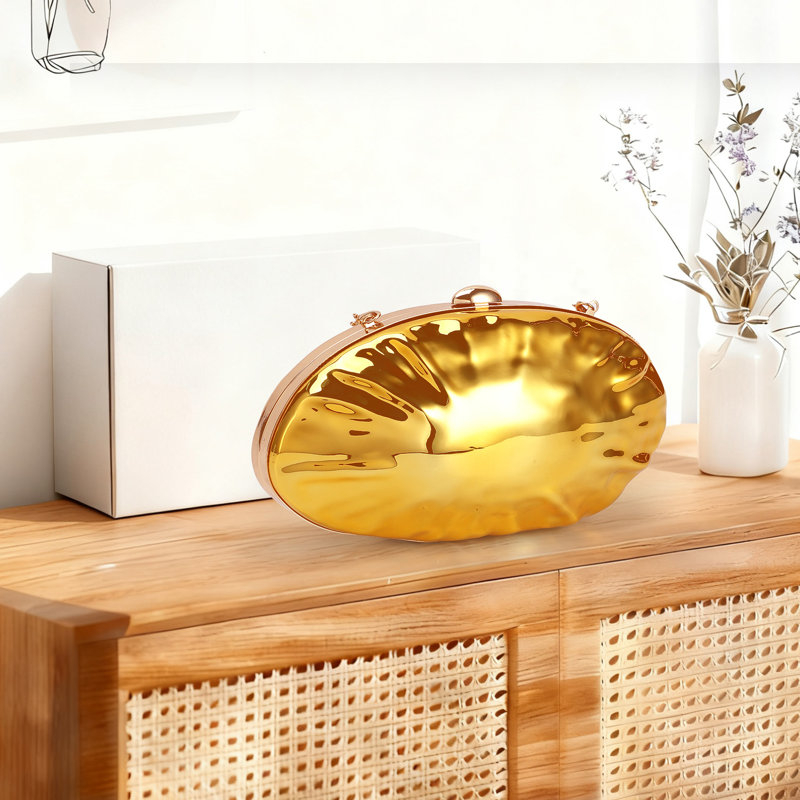 Sac à main de luxe en acrylique en forme de coquille de luxe pour femme, Gold
