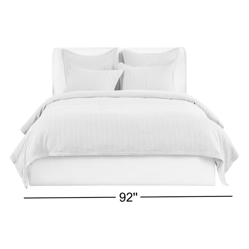Eberly Striped Linen Duvet Cover, Queen Duvet Cover, Sea Fog Blue