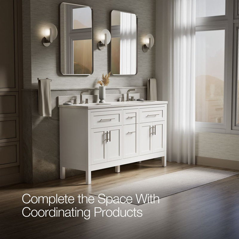 61" Single Bathroom Vanity Set, White, White
