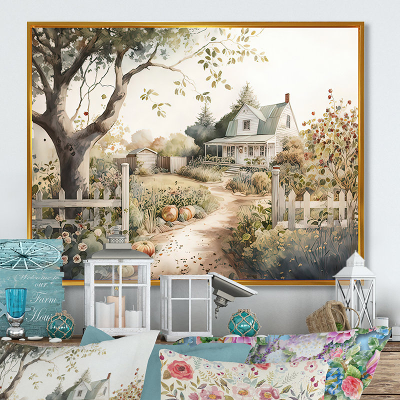 «Fresh Garden at the Cottage II», reproduction sur toile, L 32 po x H 24 po, Cadre flottant doré
