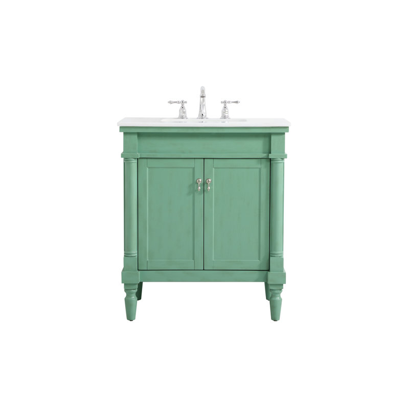 Ensemble de meuble-lavabo simple 30 po Lexington, Menthe rétro / blanc ivoire