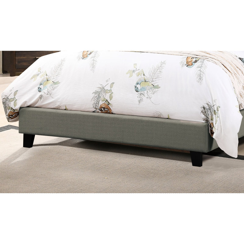 Très grand lit avec tête de lit tapissier en polyfibre, gris, cadre de lit en bois, lit transitionnel pour chambre à coucher, polyfibre grise