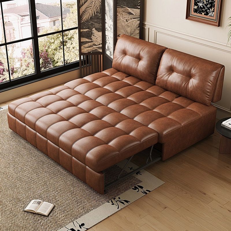 Canapé en cuir 66,14 po, H 36,61 po x l 66,14 po x P 42,52 po