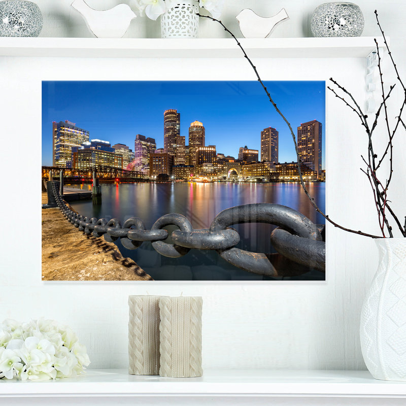 Photographie de paysage urbain «Boston Skyline at Dusk», H 20 po x l 20 po x P 1 po, Toile tendue
