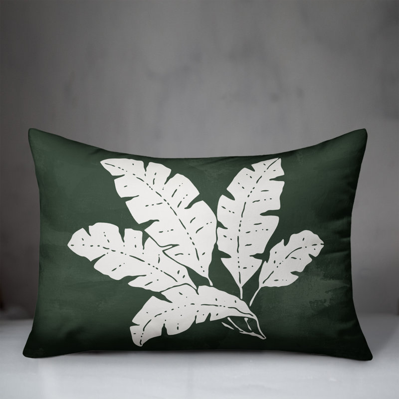  Housse et insert de coussin rectangulaire d'extérieur à motif de feuilles, Vert