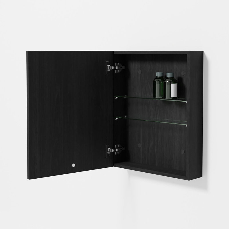 Mendocino 450mm W 550mm H Surface Framed Medicine Cabinet Mirror 3 Adjustable, Dark Oak